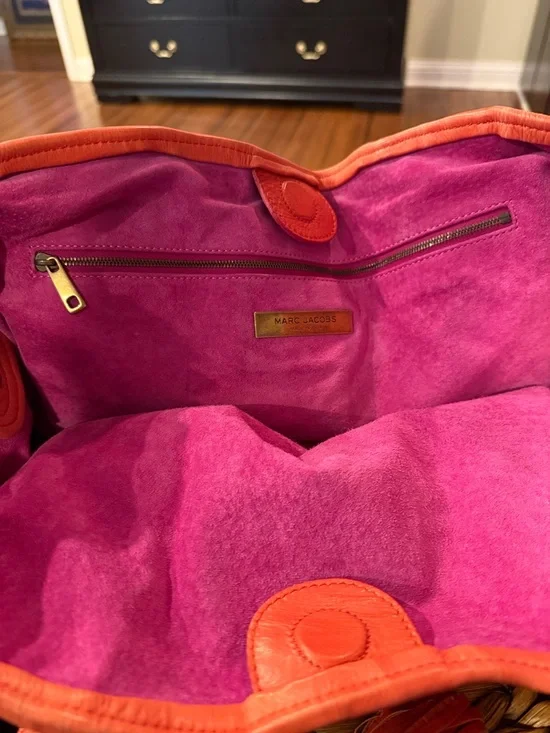 Vintage Marc Jacob’s Made in Italy Leather Slouchy Tassel Tote Handbag Orange - Picture 15 of 16